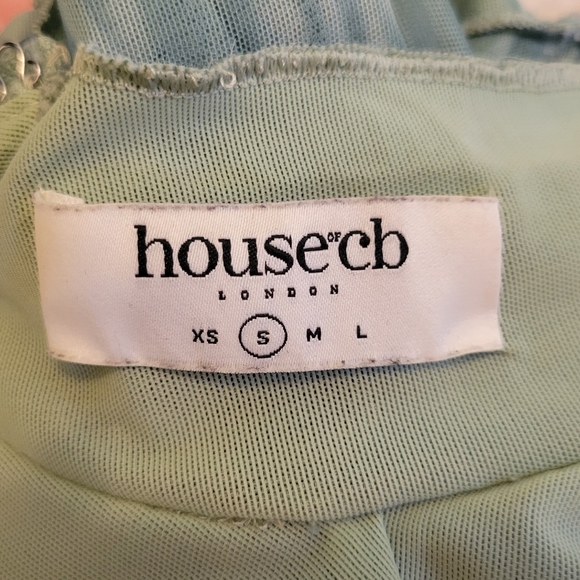 House of CB 'Dylan' Green Colour Ivy Printed Mesh Lace Up Mini Dress - Picture 13 of 14